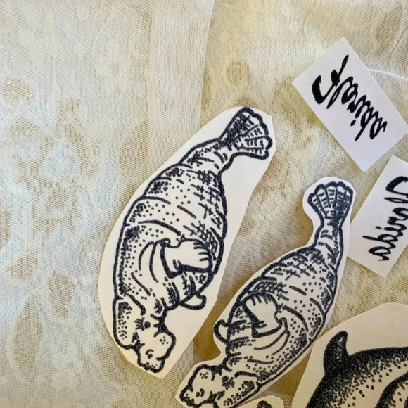 Iron-On Tee/T-Shirt patches Dolphin Manatee Florida set of 6/half-dozen patches - Picture 2 of 6